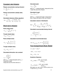 Useful Pharmacokinetic Equations, Page 2
