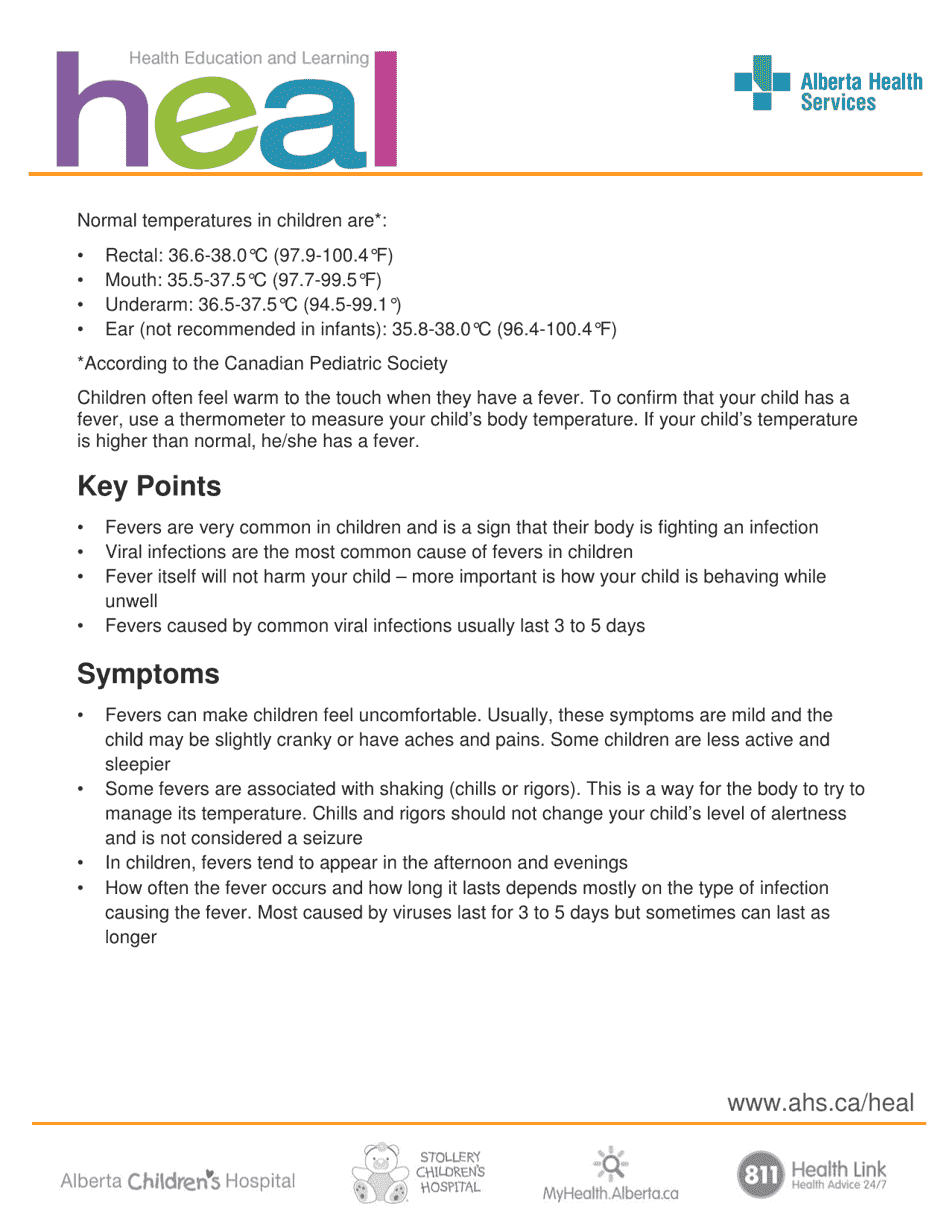 Childs Temperature Conversion  Fever Treatment Dosage Chart - Alberta, Canada, Page 2