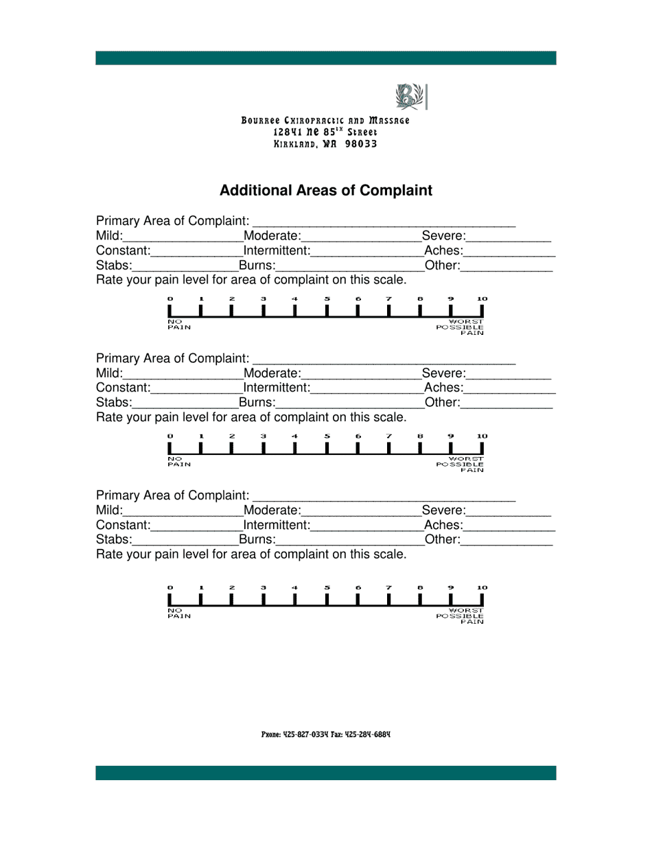 Patient Evaluation Chart  Questionnaire - Back  Neck Pain, Page 3