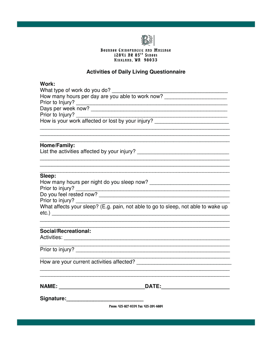 Patient Evaluation Chart  Questionnaire - Back  Neck Pain, Page 4