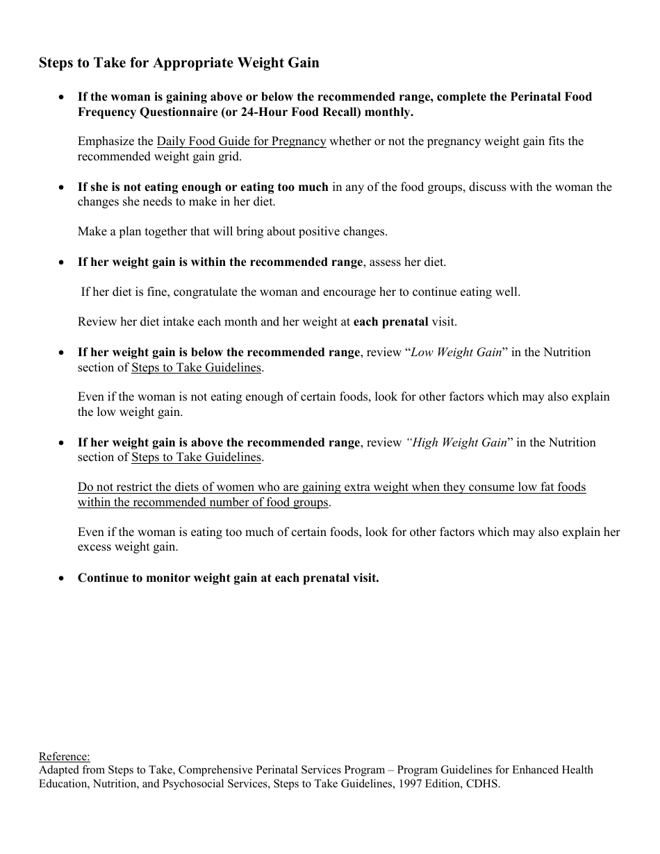 Prenatal Weight Gain Assessment Chart, Page 3