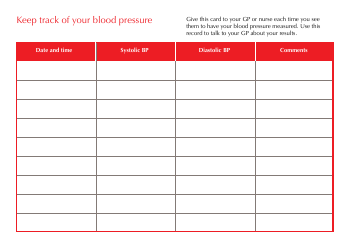 Blood Pressure Record Card, Page 2