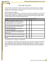 Geriatric Pain Audit Checklist