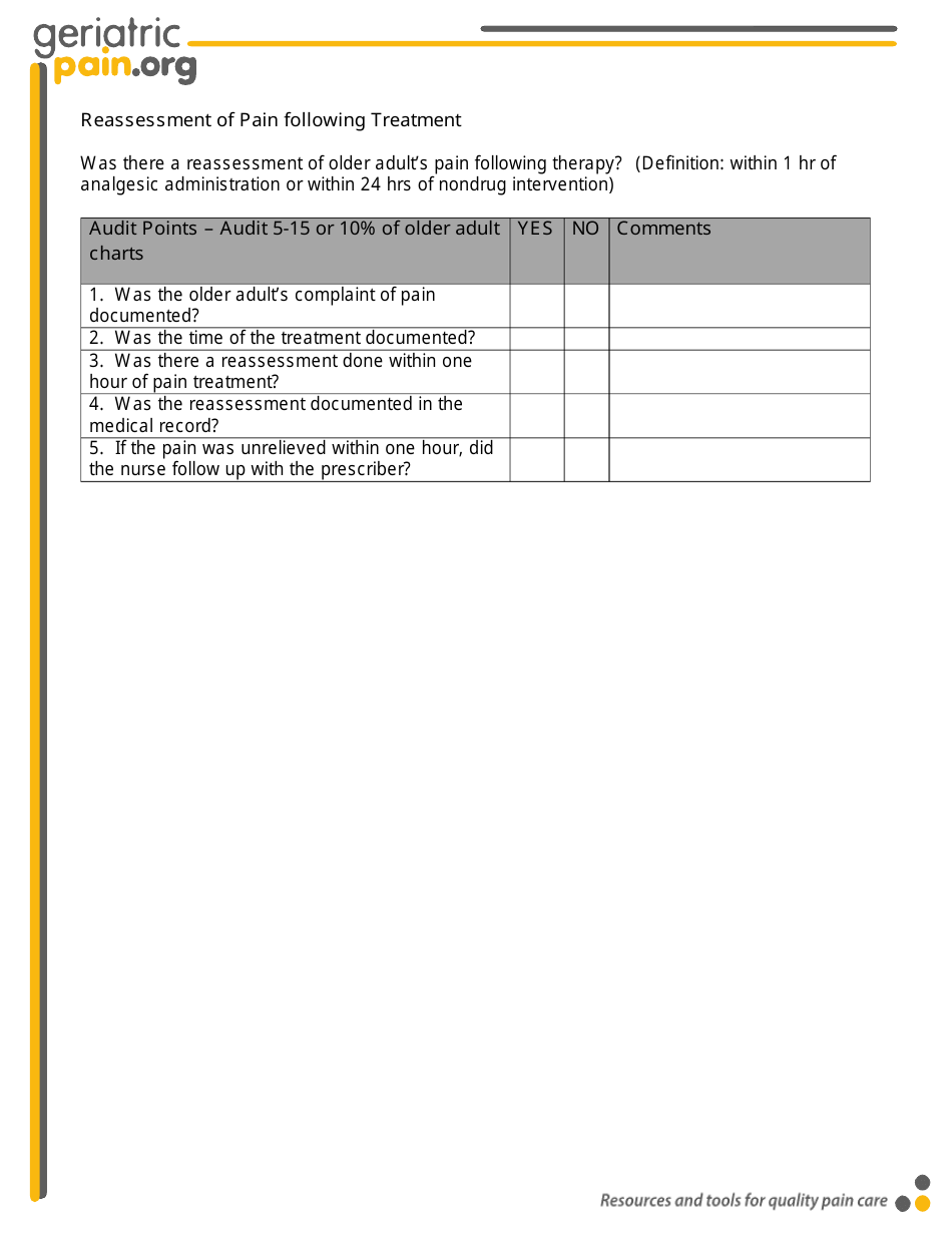 Geriatric Pain Audit Checklist, Page 4