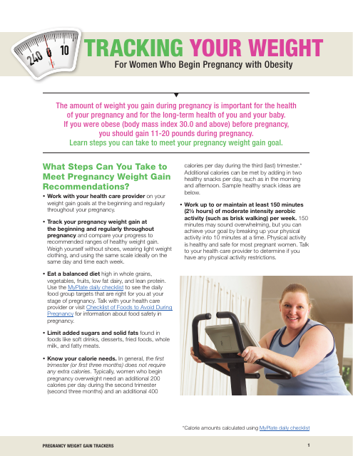Pregnancy With Obesity Weight Gain Tracker - Health-conscious document tracking weight gain during pregnancy with obesity