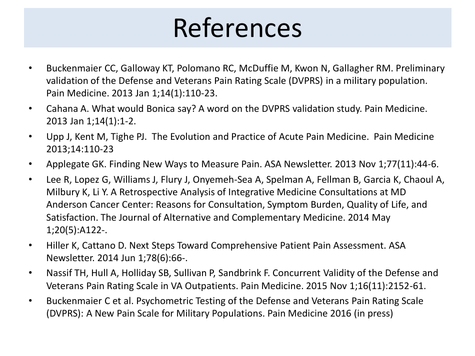 DoD / VA Pain Rating Scale, Page 3