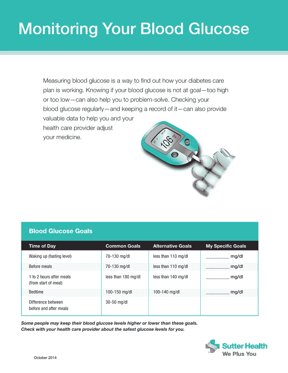Free Blood Glucose Tracking Sheet