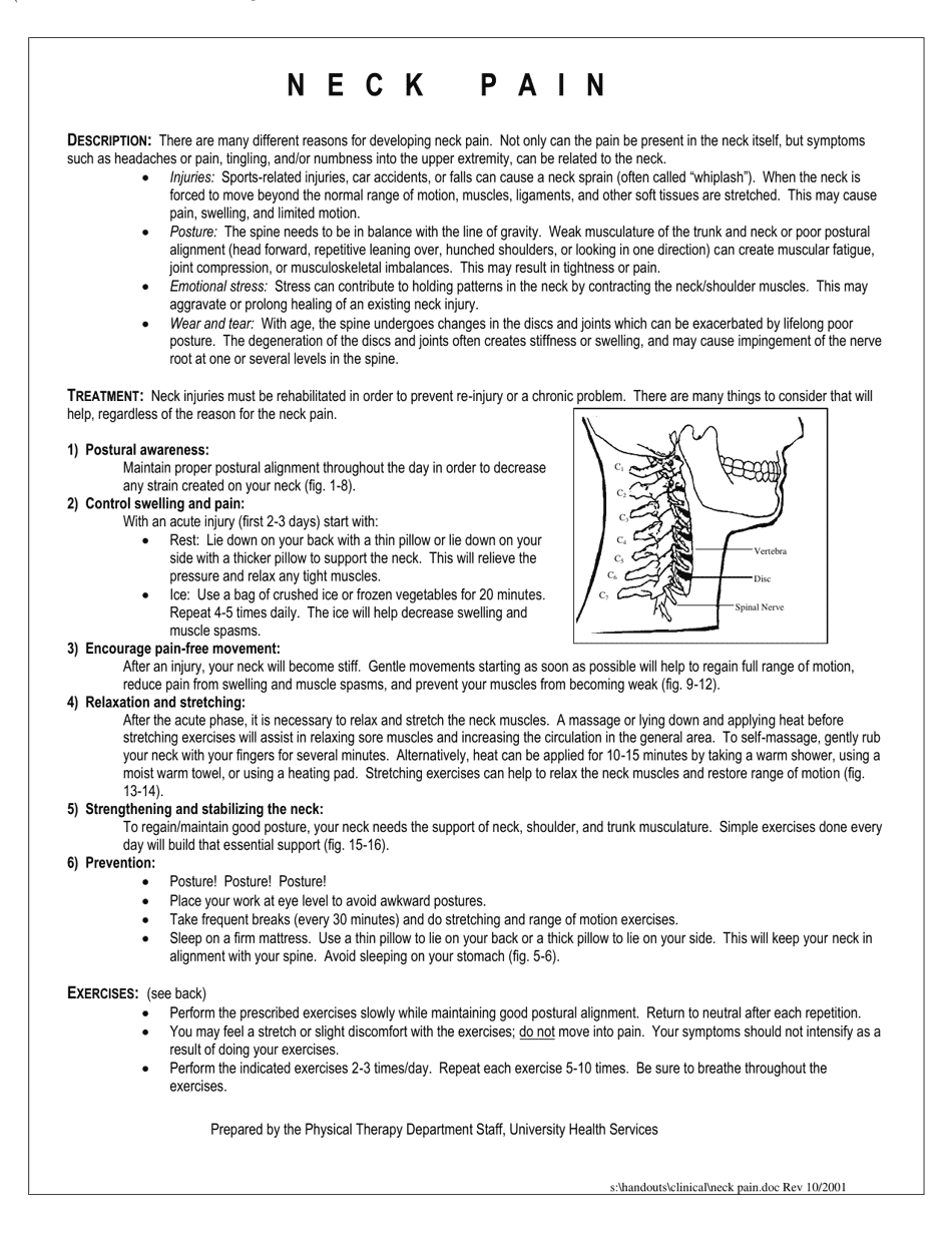 Neck Pain Exercise Sheet Preview Image