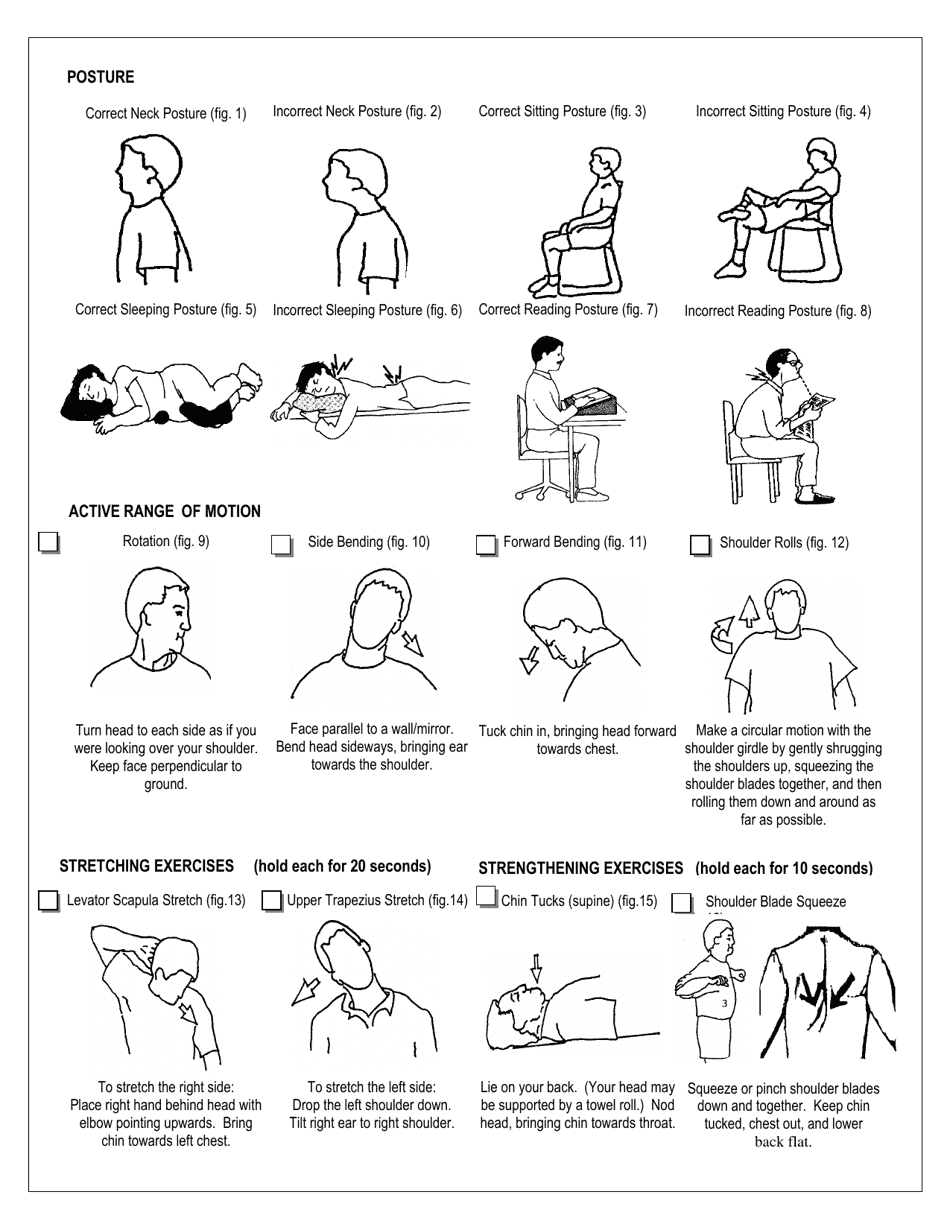 Neck Pain Exercise Sheet Download Printable PDF | Templateroller