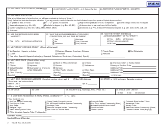 Form VS-23E Certificate of Live Birth Worksheet - Arizona, Page 2