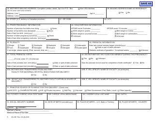 Form VS-23E Certificate of Live Birth Worksheet - Arizona, Page 3
