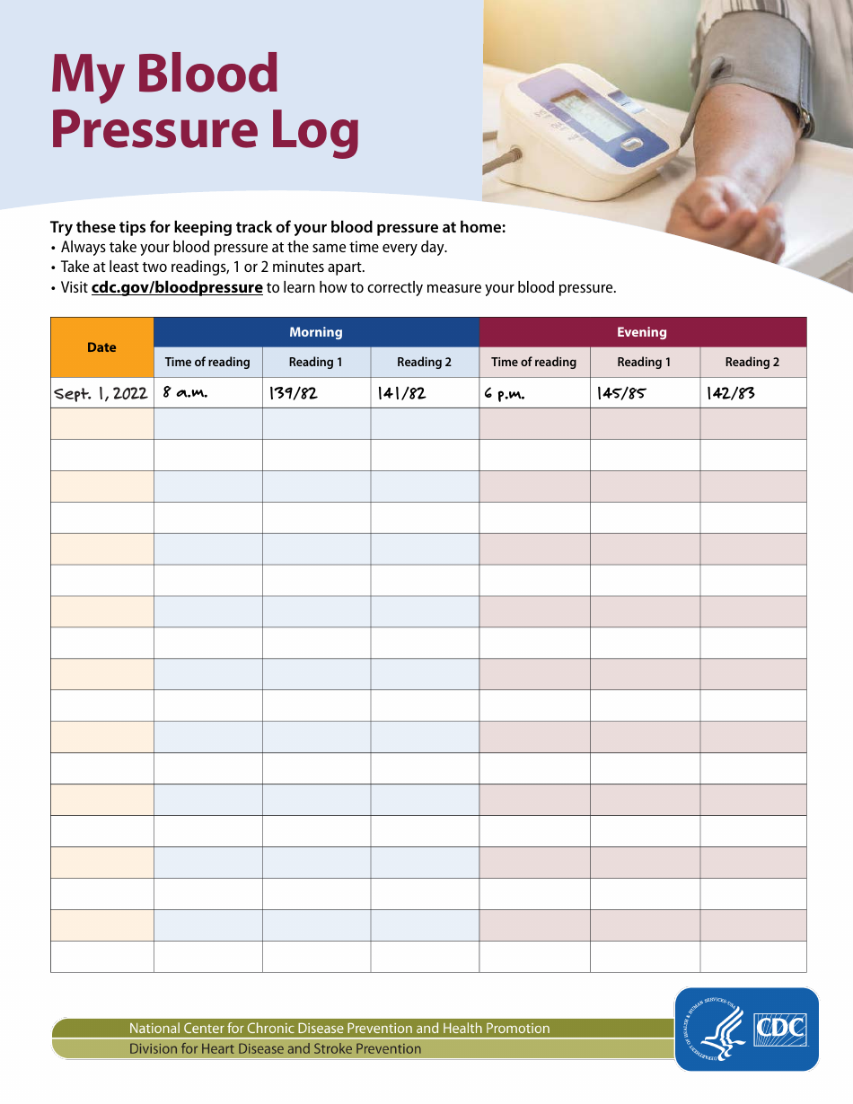 Blood Pressure Log, Page 1