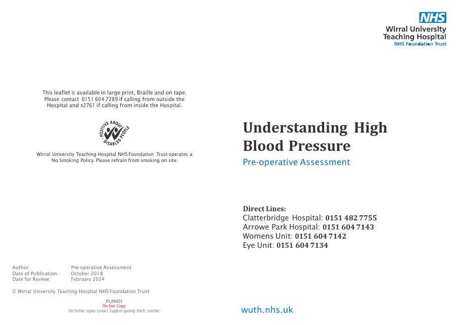 High Blood Pressure Pre-operative Assessment - United Kingdom Download Pdf