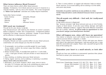 High Blood Pressure Pre-operative Assessment - United Kingdom, Page 3