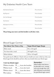 Diabetes Diary Chart, Page 2