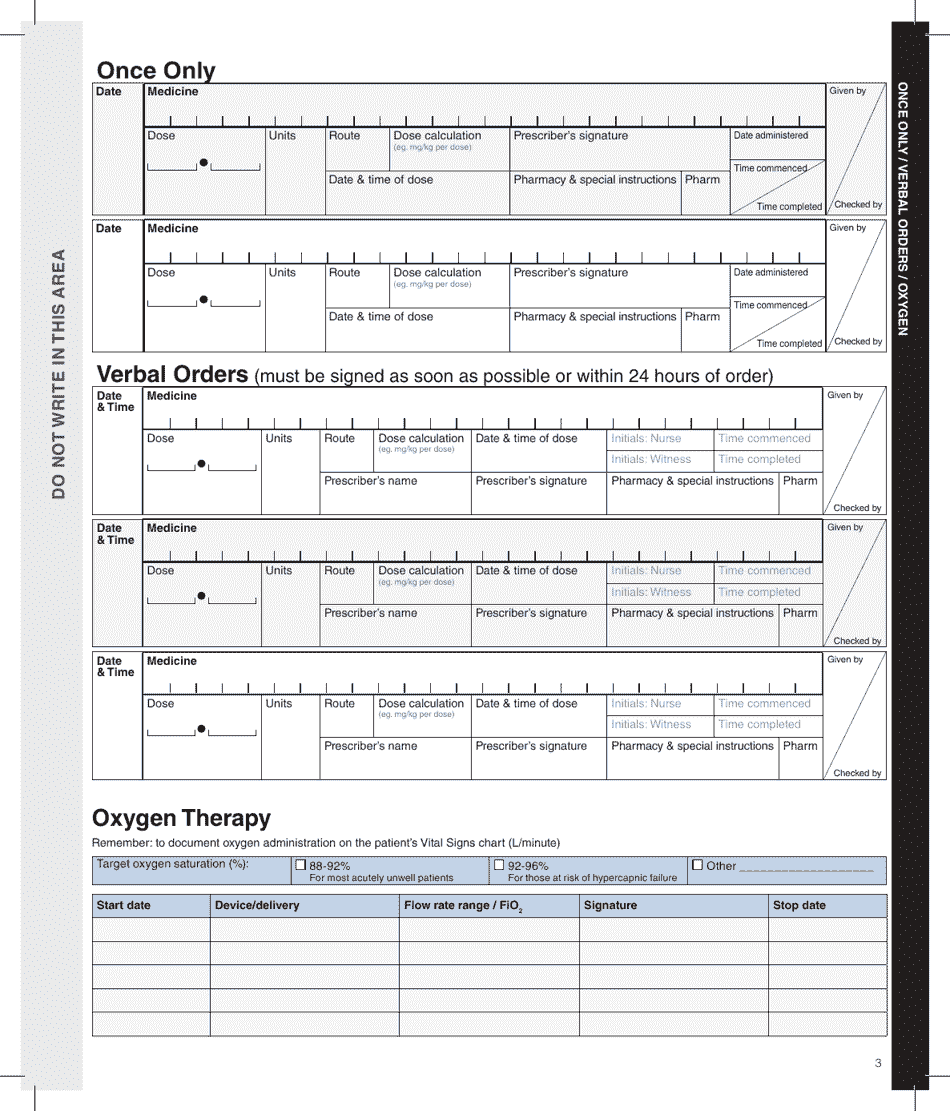 8 Day National Medication Chart, Page 3