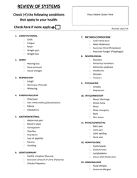 Document preview: Patient Systems Review Sheet
