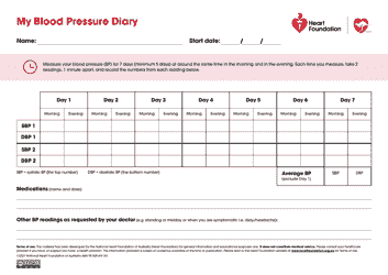 Blood Pressure Diary - Heart Foundation, Page 2