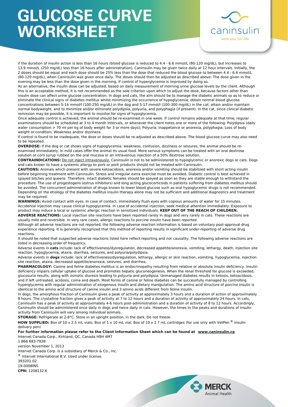 Pets Glucose Curve Worksheet - Intervet Canada, Page 3