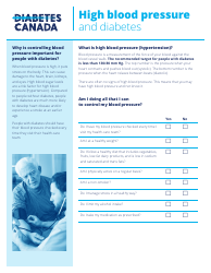 Document preview: High Blood Pressure and Diabetes Worksheet - the Canadian Diabetes Association