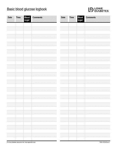 Basic Blood Glucose Logbook Document Preview