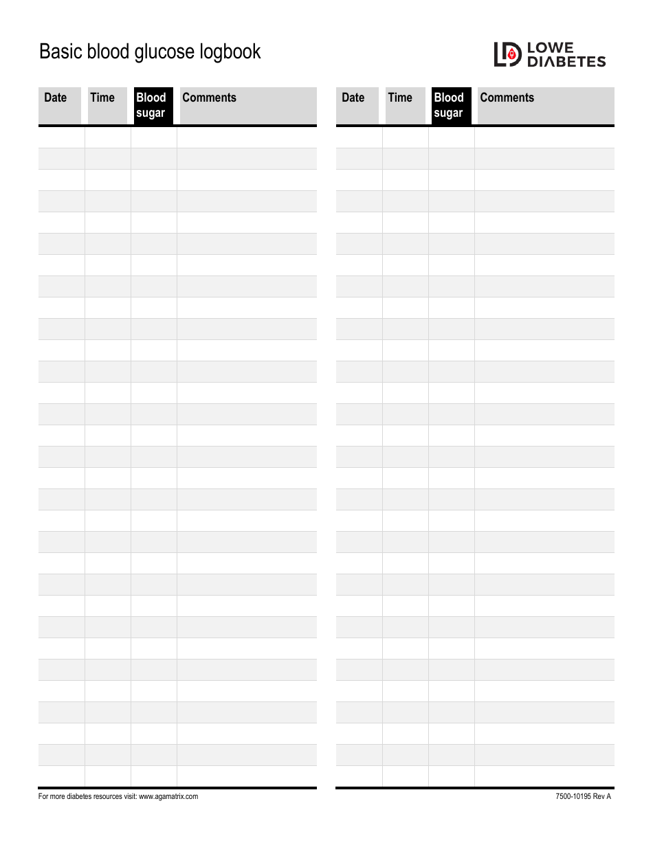 Basic Blood Glucose Logbook Download Printable Pdf Templateroller