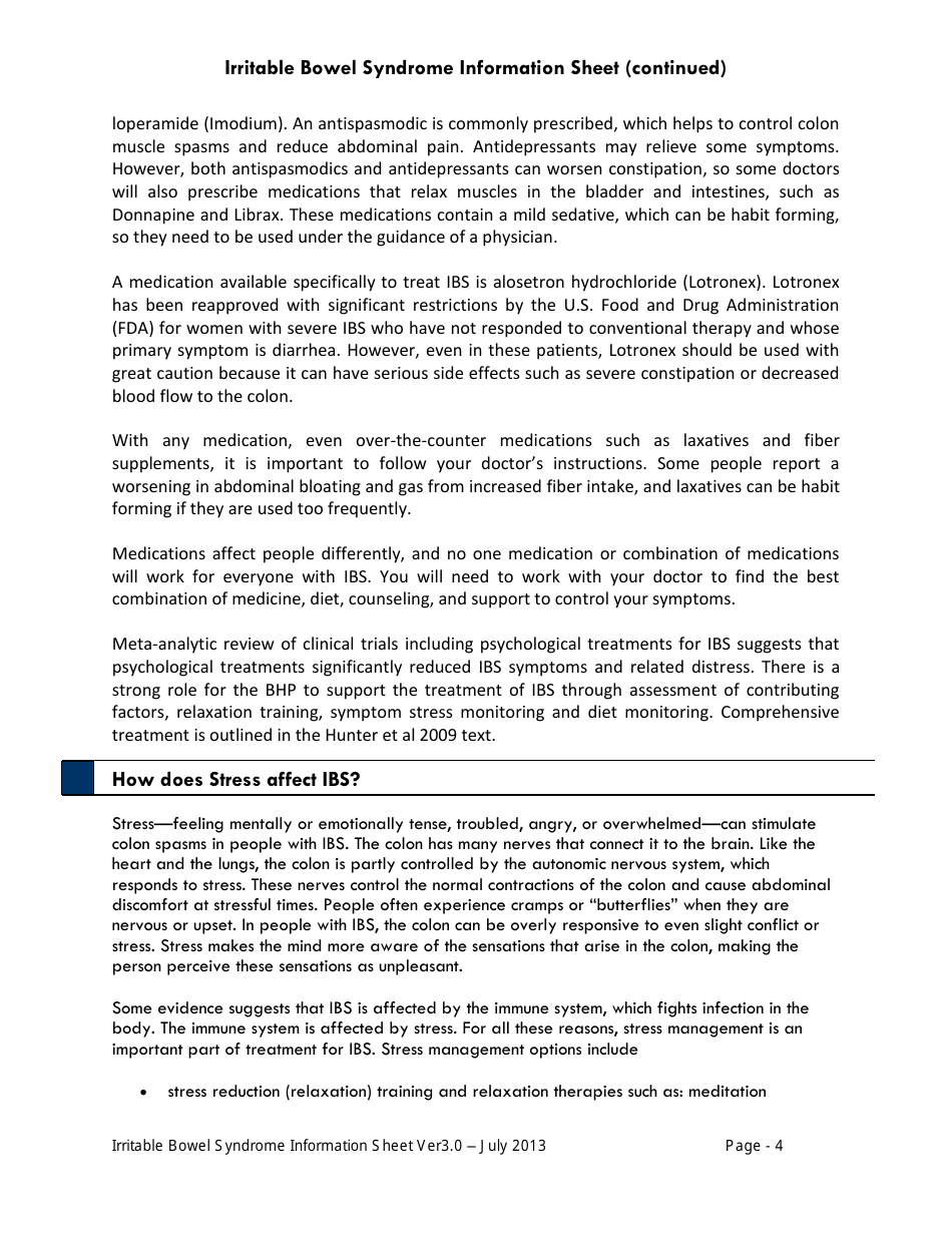 Weekly Irritable Bowel Syndrome (Ibs) Symptom, Stress and Diet Monitoring Diary, Page 4
