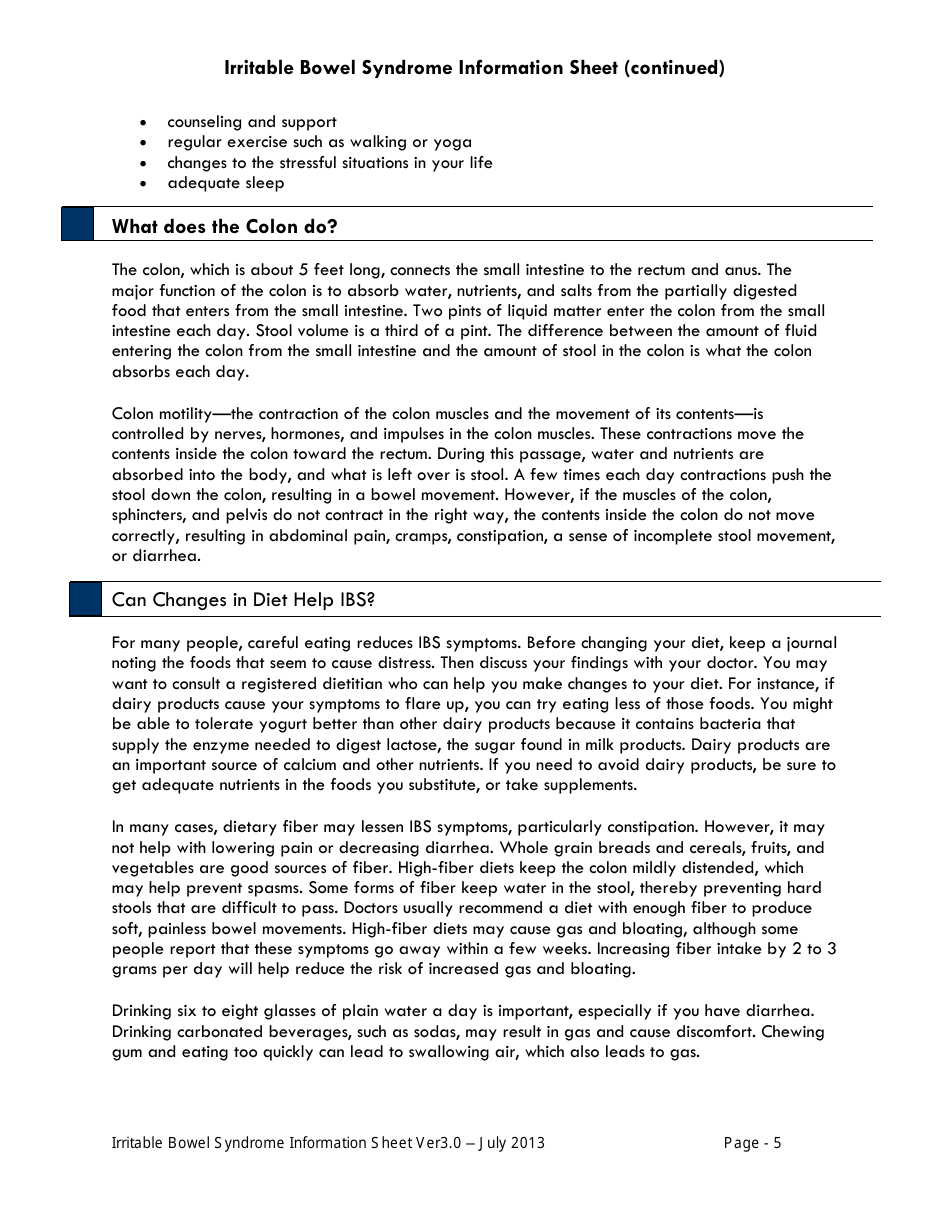 Weekly Irritable Bowel Syndrome (Ibs) Symptom, Stress and Diet Monitoring Diary, Page 5