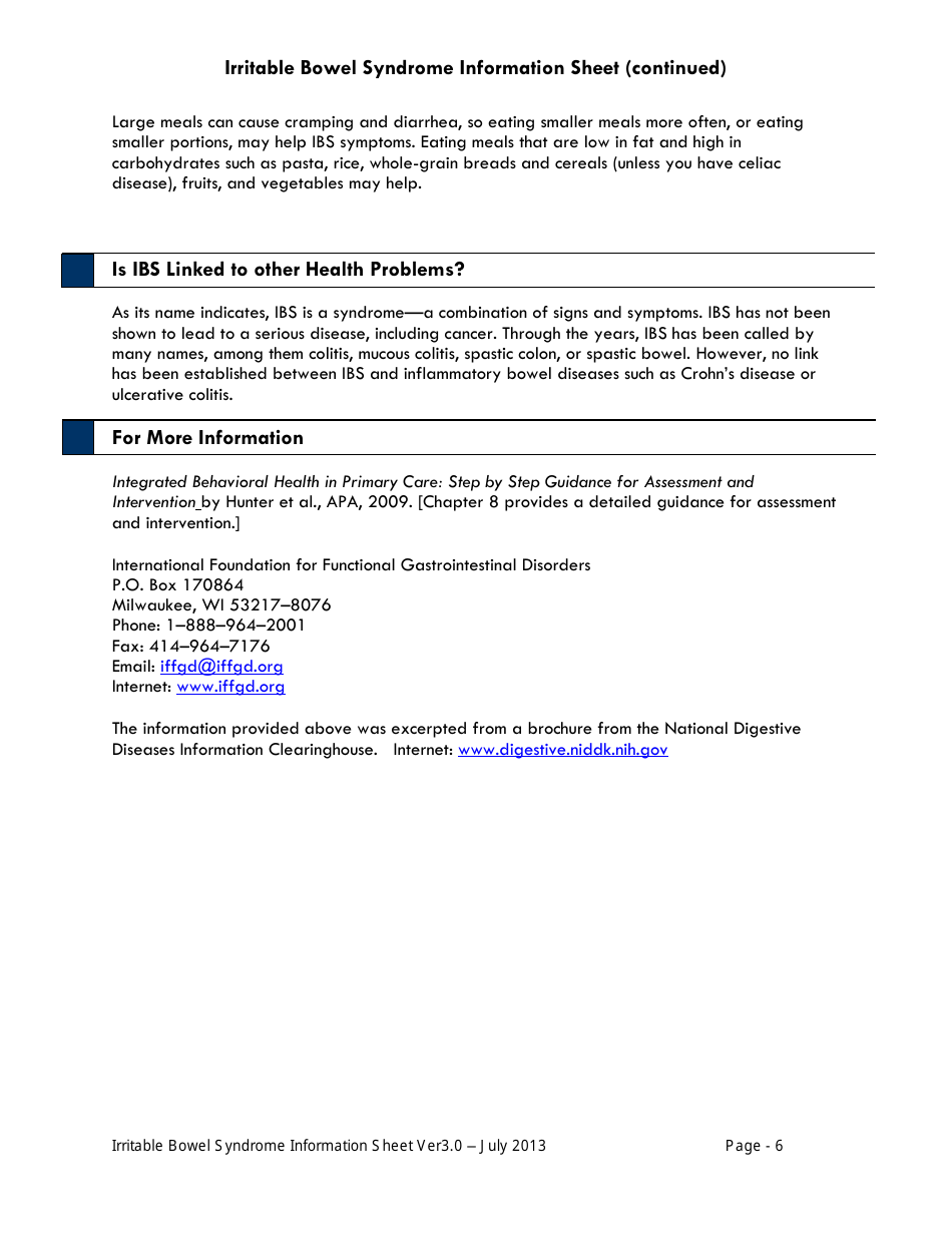 Weekly Irritable Bowel Syndrome (Ibs) Symptom, Stress and Diet Monitoring Diary, Page 6