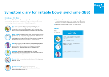 Symptom Diary for Irritable Bowel Syndrome (Ibs), Page 2