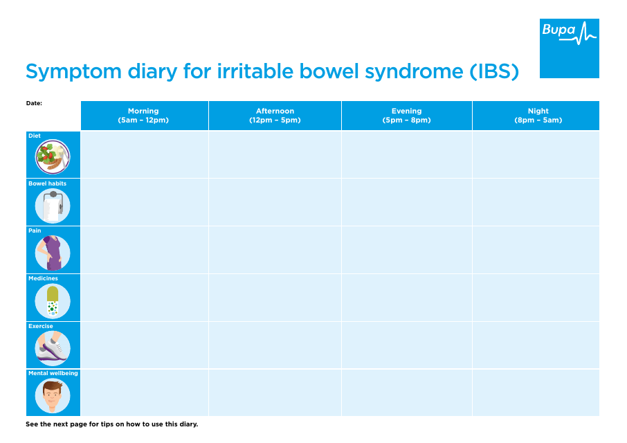 Symptom Diary for Irritable Bowel Syndrome (Ibs)