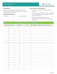 Document preview: Blood Pressure Log - Sutter Health