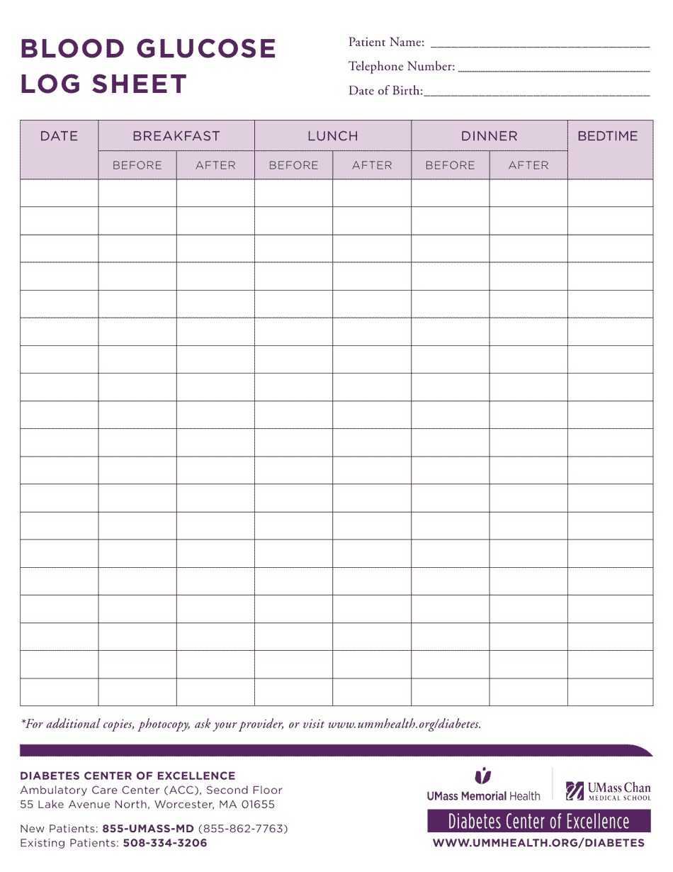 Blood Glucose Log Sheet Download Printable PDF | Templateroller