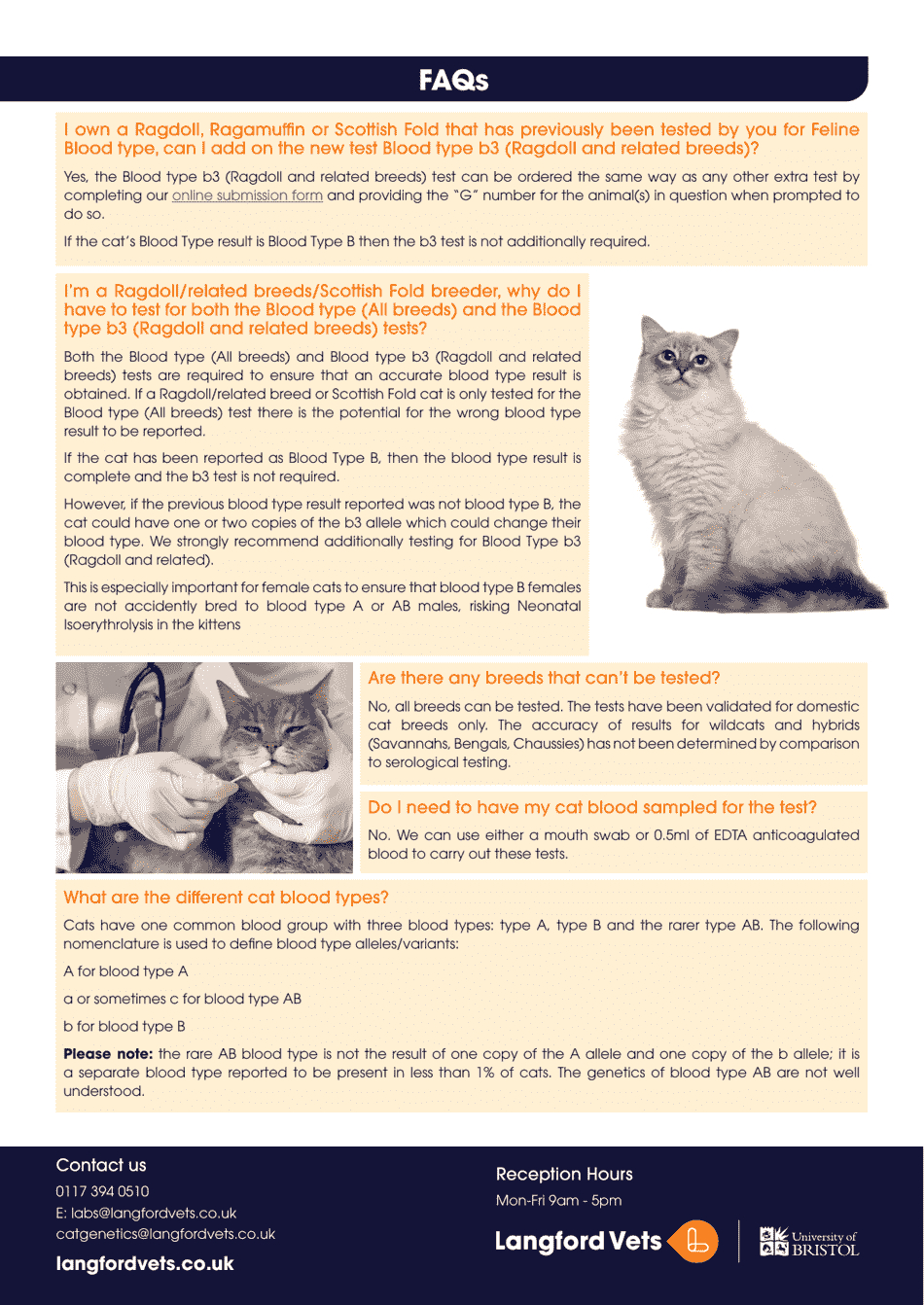 Feline Blood Type Chart Download Printable PDF | Templateroller