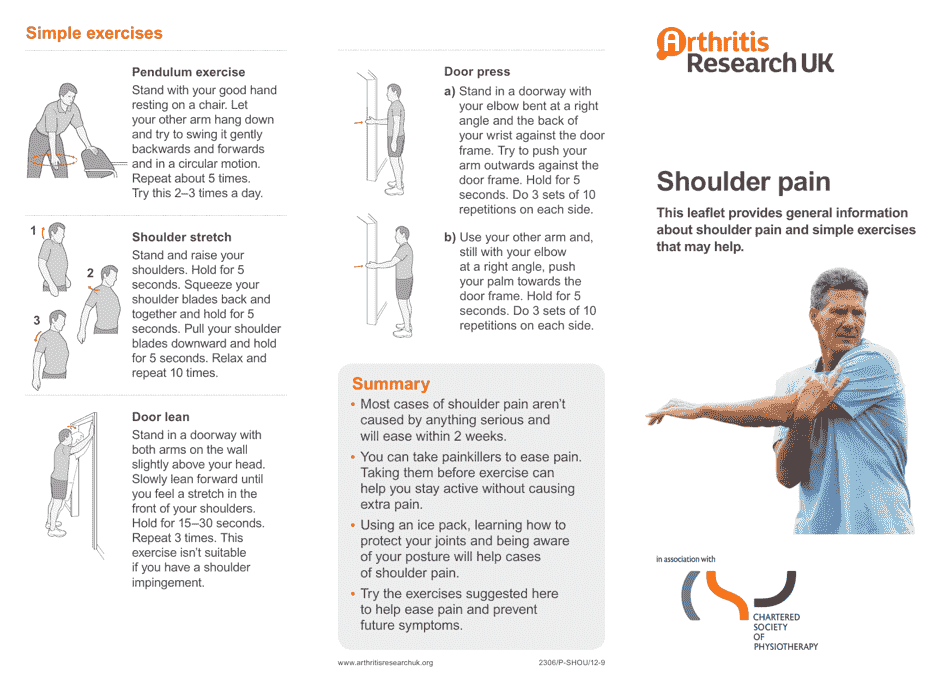 Illustration of a Shoulder Pain Exercise Sheet