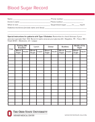 Blood Sugar Record Template - the Ohio State University Wexner Medical Center