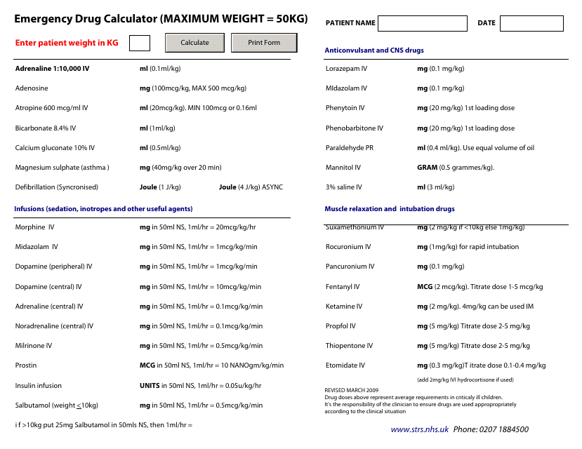 Emergency Drug Calculator - United Kingdom