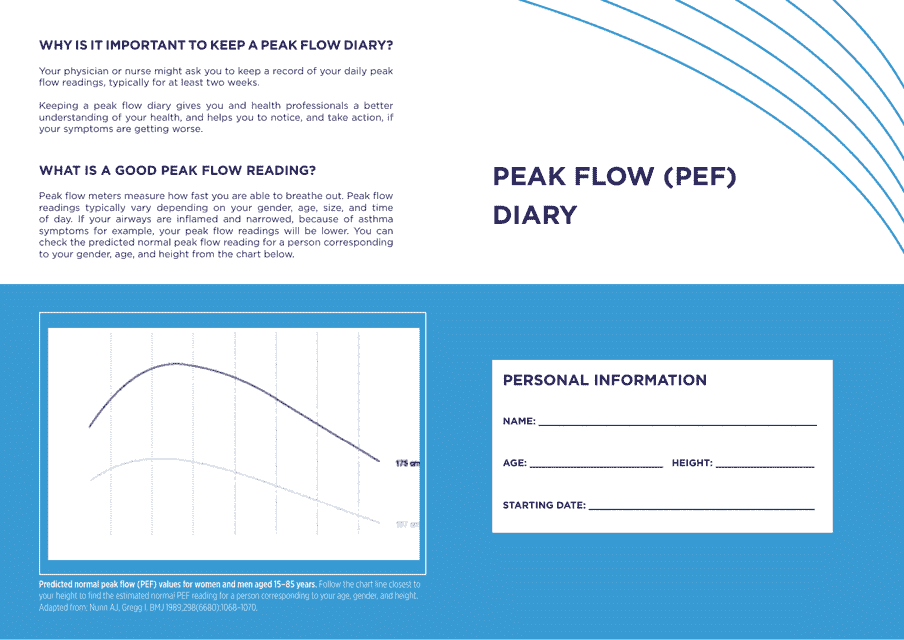 Peak Flow (Pef) Diary Chart - Monitor Your Respiratory Health Easily