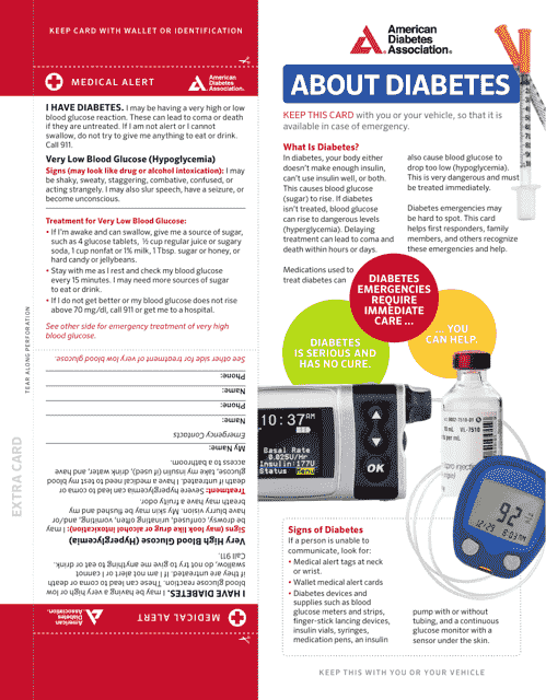 Diabetes Alert Wallet Card Template - Editable Design