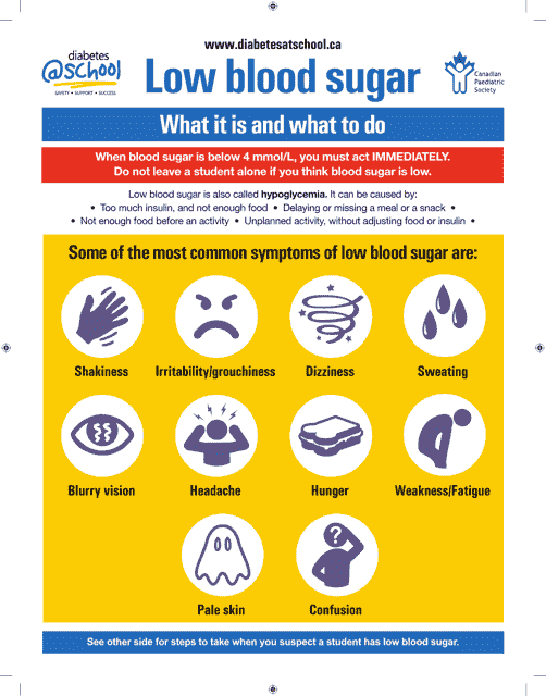 Low Blood Sugar Symptoms And Treatment Sheet Download Printable PDF 