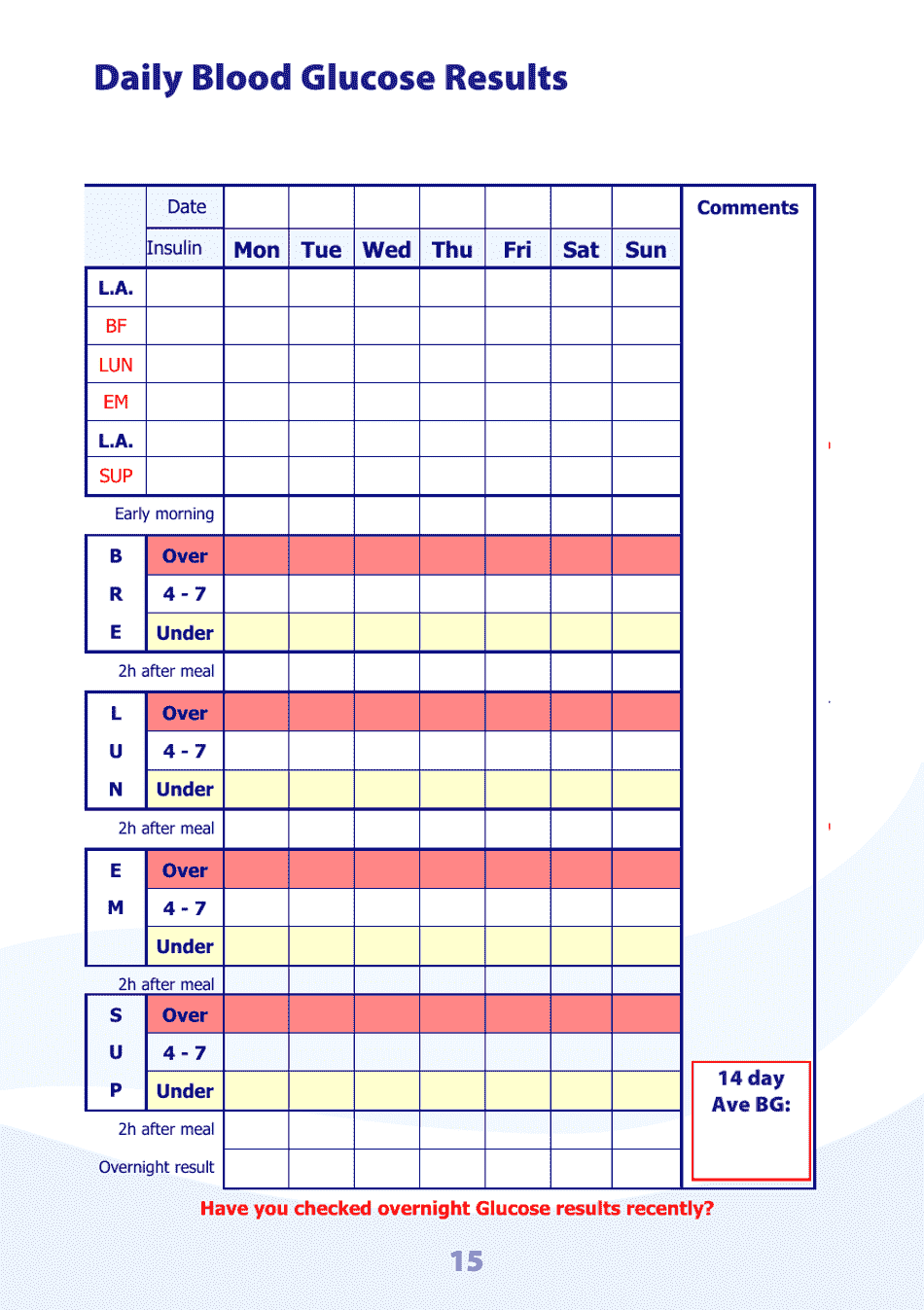 Blood Glucose Diary - United Kingdom, Page 15