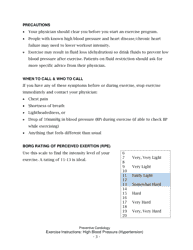 High Blood Pressure (Hypertension) Exercise Sheet, Page 3