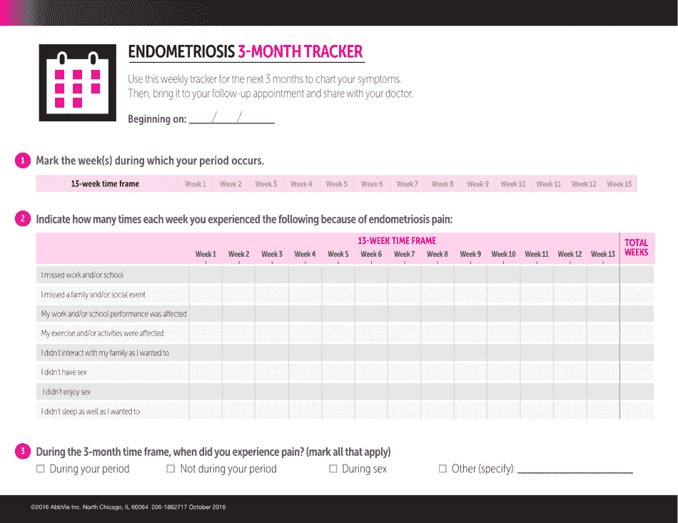 Endometriosis 3month Tracker & Questionnaire Abbvie Download