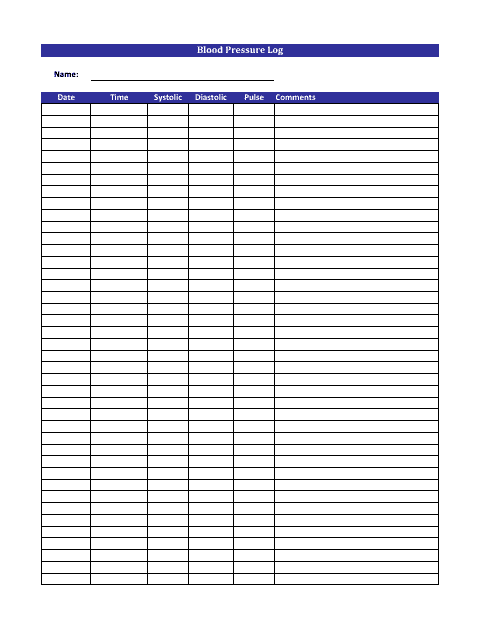 Blue Blood Pressure Log Document Preview