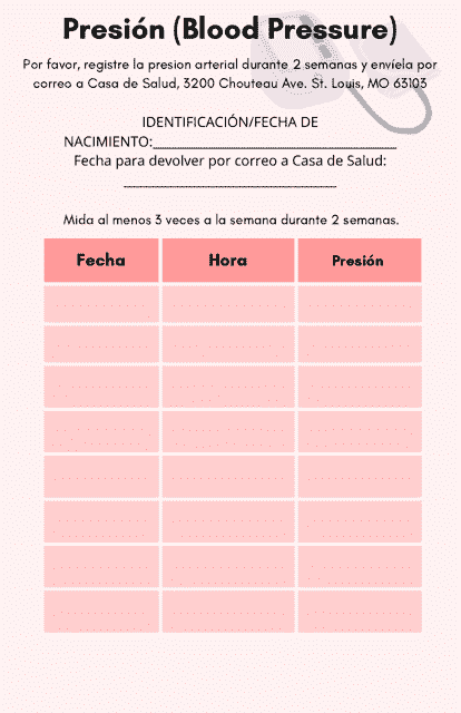 Blood Pressure Log (Spanish)