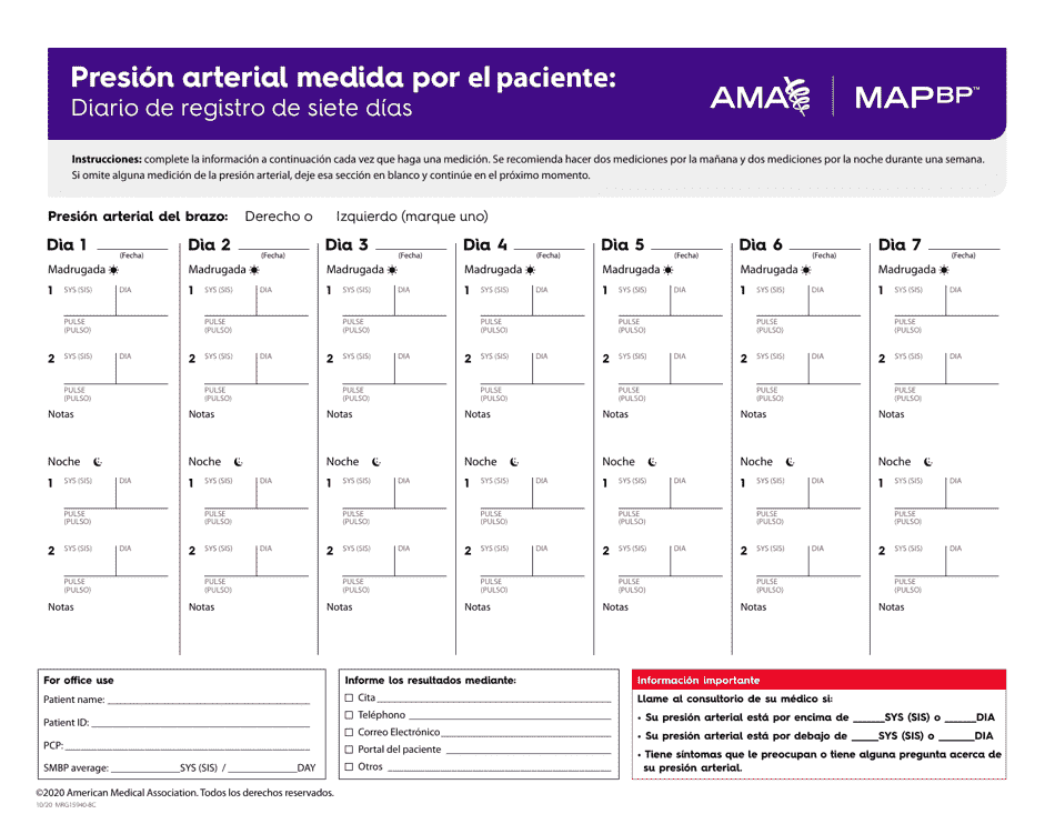 Blood Pressure Diary American Medical Association Download Fillable