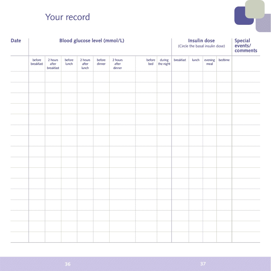 Blood Glucose Monitoring Diary - Sanofi, Page 19