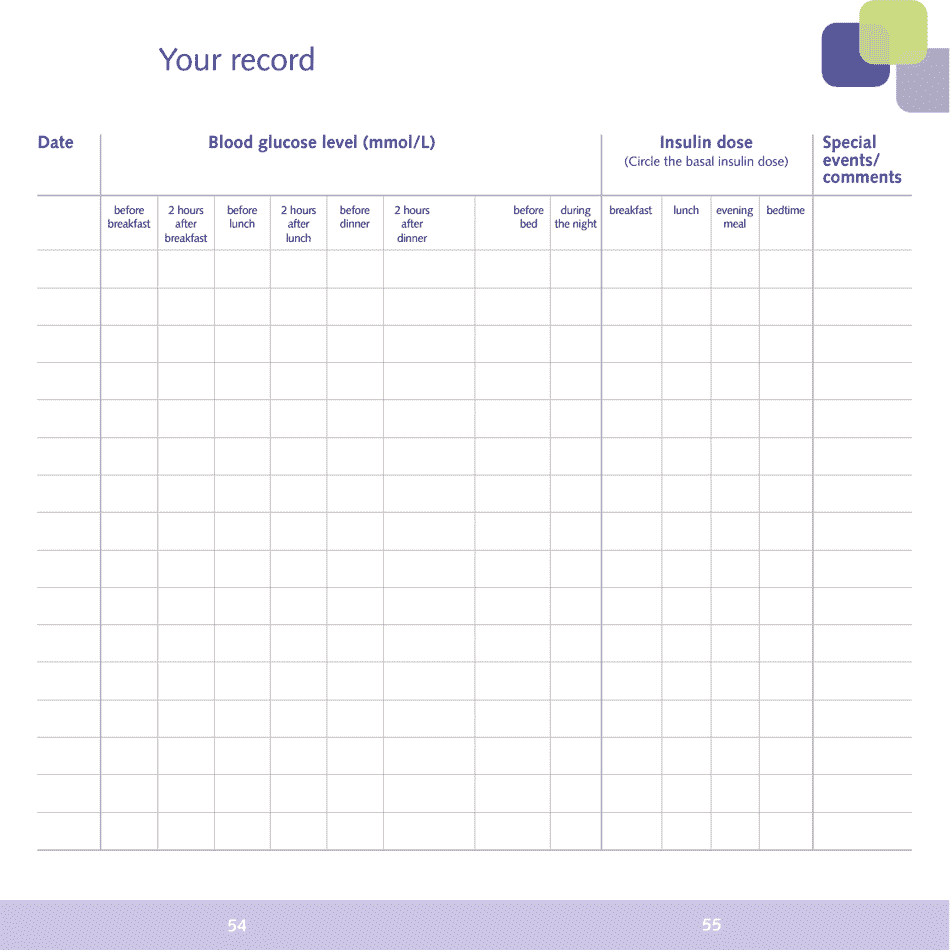 Blood Glucose Monitoring Diary - Sanofi, Page 28