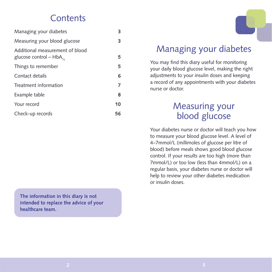 Blood Glucose Monitoring Diary - Sanofi, Page 2
