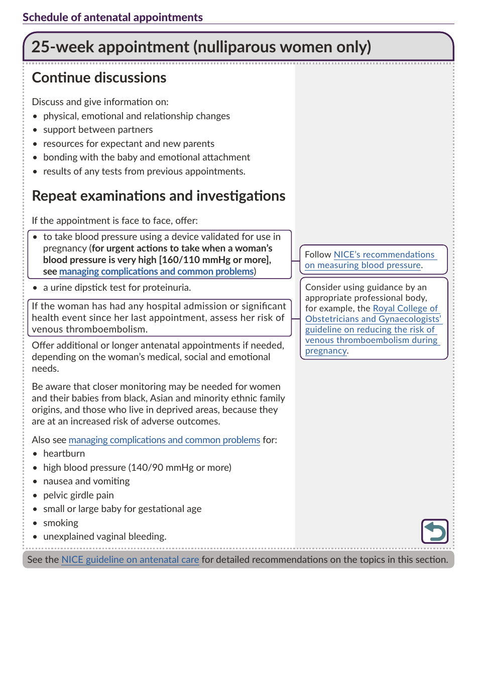 Schedule of Antenatal Appointments - National Institute for Health and Care Excellence, Page 11